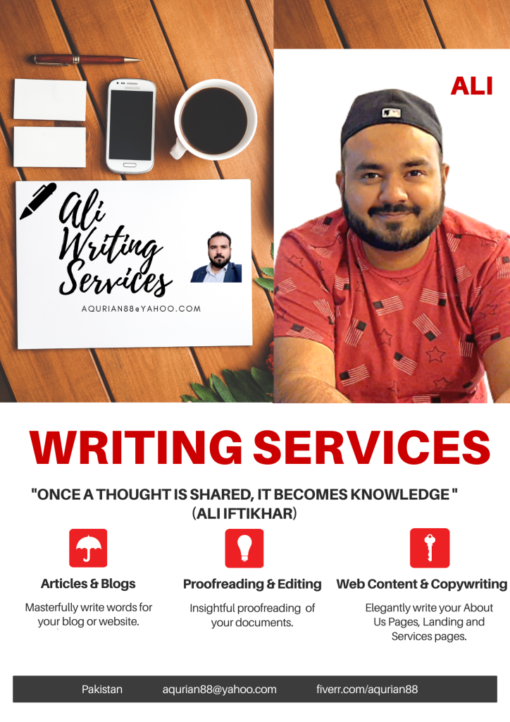 ali iftikhar content writer youtuber copy editor and proofreader